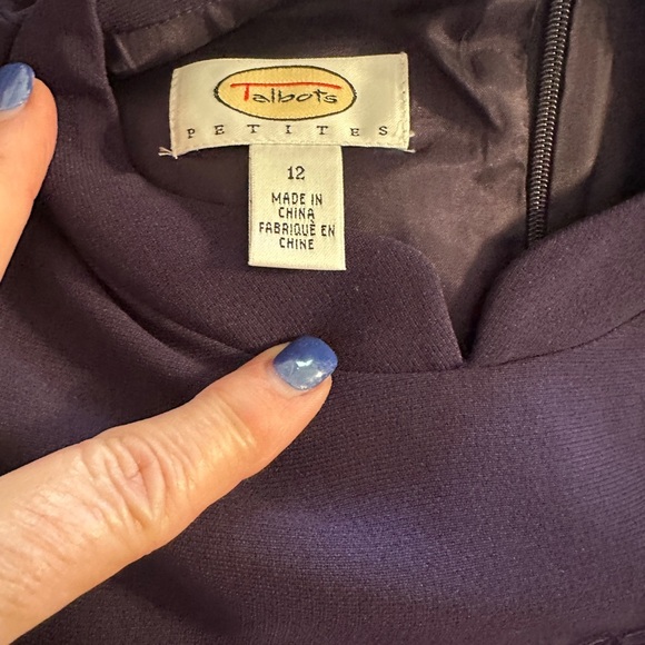 NWT Talbots size 12P, women’s polyester shift dress midi, purple in color. - Picture 3 of 5
